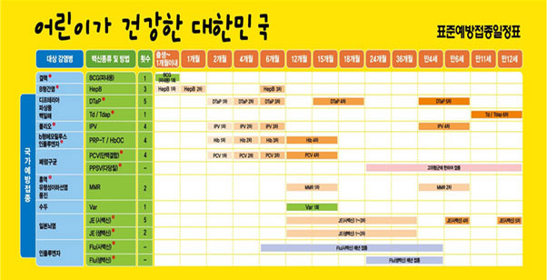 표준예방접종일정표